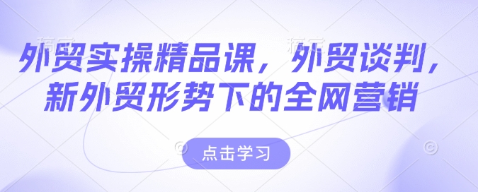 外贸实操精品课，外贸谈判，新外贸形势下的全网营销-鼎誉项目网