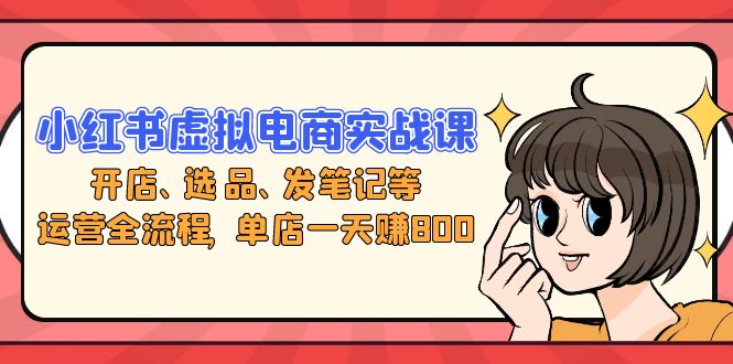 小红书虚拟电商实战课：开店、选品、发笔记等运营全流程，单店一天赚800-鼎誉项目网