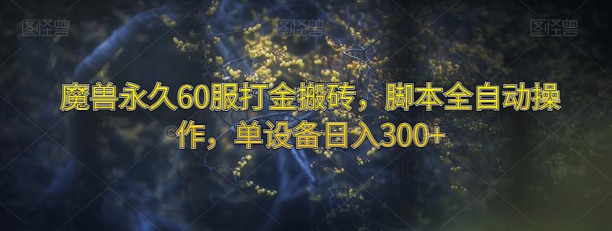 魔兽永久60服打金搬砖，脚本全自动操作，单设备日入300+【揭秘】-鼎誉项目网