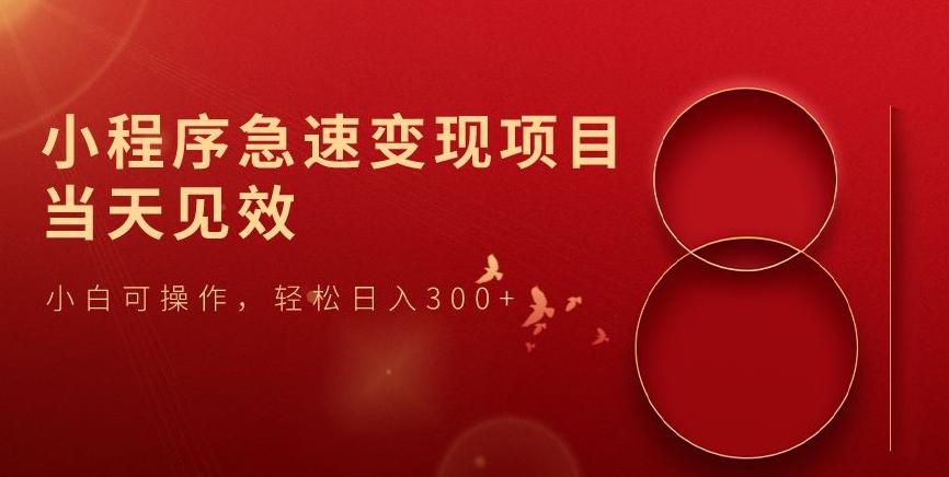 小程序急速变现项目，当天见效，小白可操作，轻松日入300+-鼎誉项目网