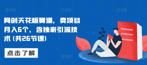网创天花板赛道，卖项目月入6个，含独家引流技术(共26节课)-鼎誉项目网