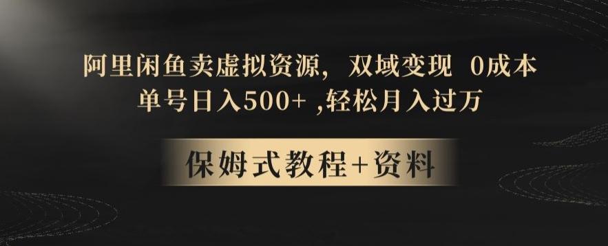 阿里闲鱼卖虚拟资源，双域变现，0成本，日入500+，轻松月入过万-鼎誉项目网