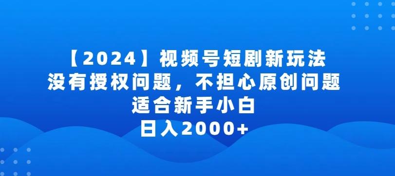 2024视频号短剧玩法，没有授权问题，不担心原创问题，适合新手小白，日入2000+【揭秘】-鼎誉项目网