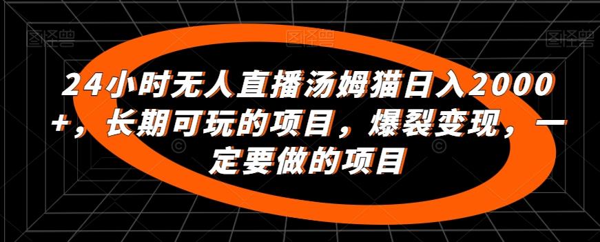 24小时无人直播汤姆猫日入2000+，长期可玩的项目，爆裂变现，一定要做的项目【揭秘】-鼎誉项目网