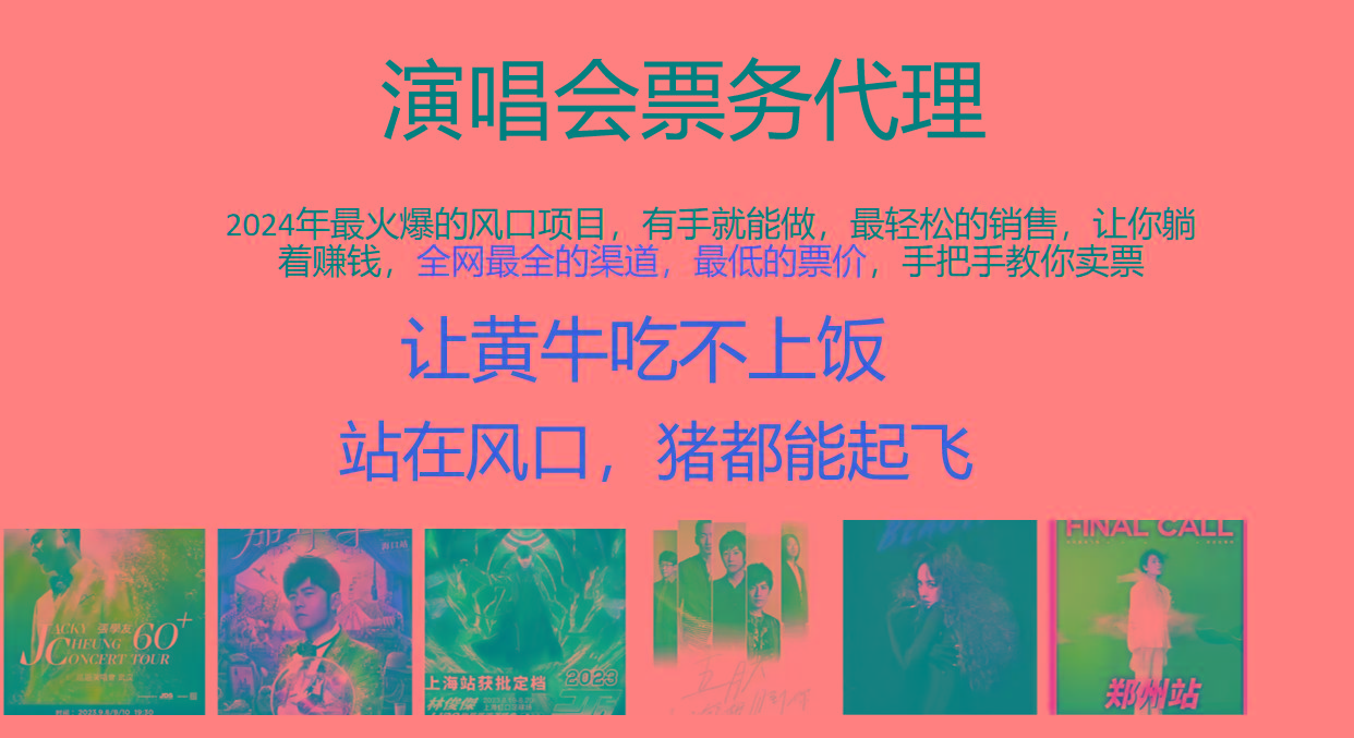 2024年最火爆风口项目，演唱会票务代理，日入2000+，一部手机就能搞定！-鼎誉项目网