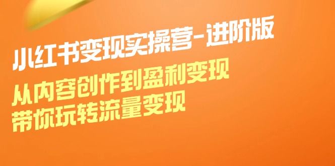 小红书变现实操营进阶版：从内容创作到盈利变现，带你玩转流量变现-鼎誉项目网