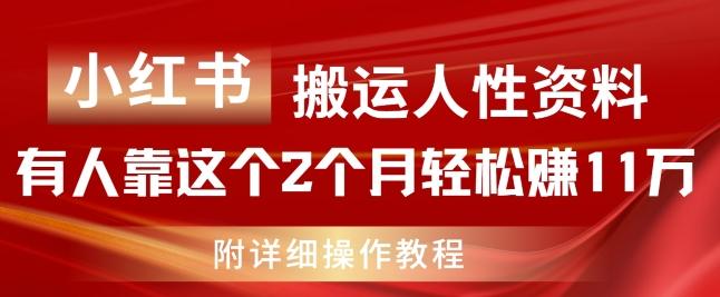 小红书搬运人性资料，有人靠这个2个月轻松赚11w，附教程【揭秘】-鼎誉项目网