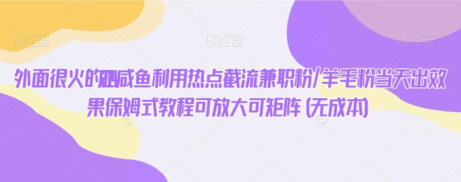 外面很火的2024咸鱼利用热点截流兼职粉/羊毛粉当天出效果保姆式教程可放大可矩阵(无成本)-鼎誉项目网