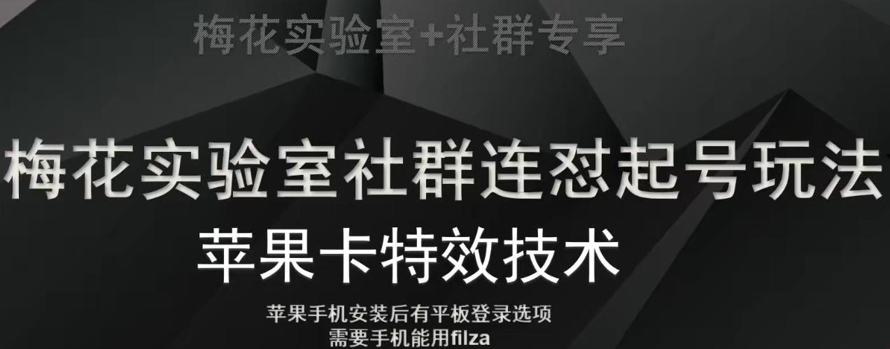 梅花实验室社群视频号连怼起号玩法，最新苹果卡特效技术-鼎誉项目网