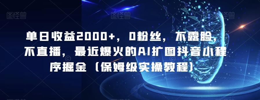 单日收益2000+，0粉丝，不露脸，不直播，最近爆火的AI扩图抖音小程序掘金（保姆级实操教程）-鼎誉项目网