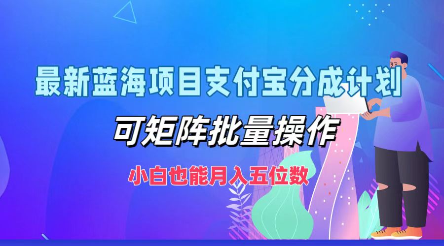 最新蓝海项目支付宝分成计划，可矩阵批量操作，小白也能月入五位数-鼎誉项目网