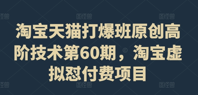 淘宝天猫打爆班原创高阶技术第60期，淘宝虚拟怼付费项目-鼎誉项目网