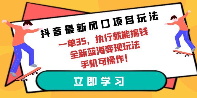 (9948期)抖音最新风口项目玩法，一单35，执行就能搞钱 全新蓝海变现玩法 手机可操作-鼎誉项目网