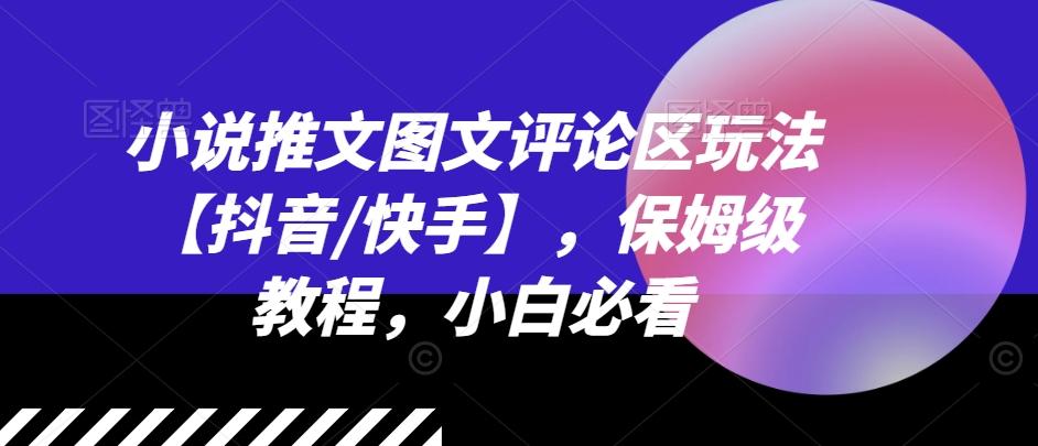 小说推文图文评论区玩法【抖音/快手】，保姆级教程，小白必看-鼎誉项目网