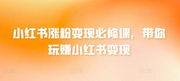 小红书涨粉变现必修课，带你玩赚小红书变现-鼎誉项目网