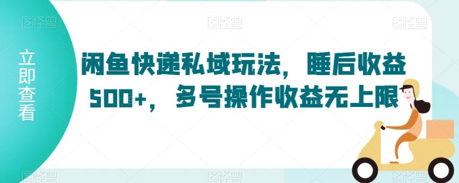 闲鱼快递私域玩法，睡后收益500+，多号操作收益无上限【揭秘】-鼎誉项目网