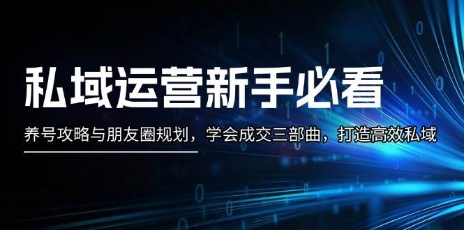 私域运营新手必看:养号攻略与朋友圈规划,学会成交三部曲,打造高效私域-鼎誉项目网