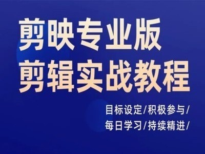 剪映专业版剪辑实战教程，目标设定/积极参与/每日学习/持续精进-鼎誉项目网