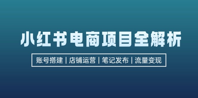 小红书电商项目全解析，包括账号搭建、店铺运营、笔记发布  实现流量变现-鼎誉项目网