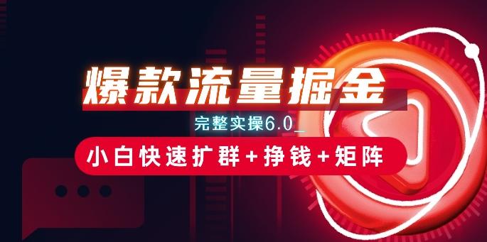 爆款流量掘金_完整实操6.0_小白快速扩群+挣钱+矩阵思路【揭秘】-鼎誉项目网