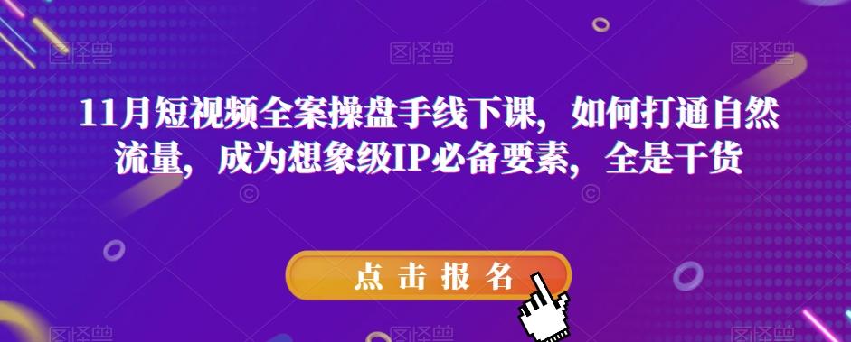 11月短视频全案操盘手线下课，如何打通自然流量，成为想象级IP必备要素，全是干货-鼎誉项目网