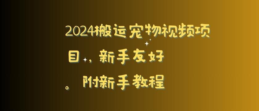 2024搬运宠物视频项目，新手友好，完美去重，附新手教程【揭秘】-鼎誉项目网