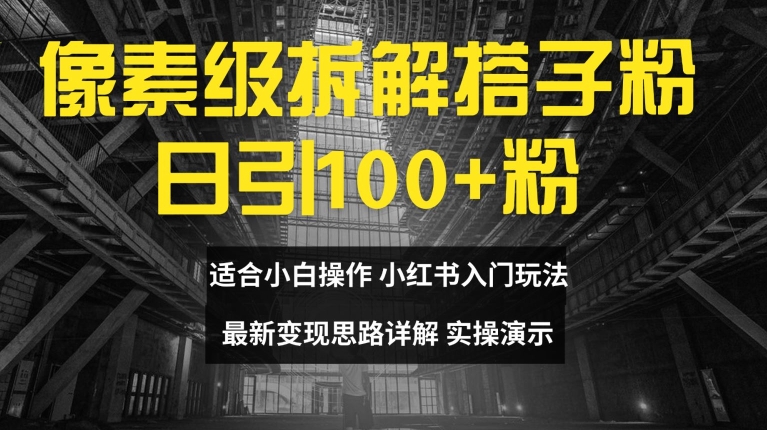 像素级拆解搭子粉，日引100+，小白看完可上手，最新变现思路详解【揭秘】-鼎誉项目网