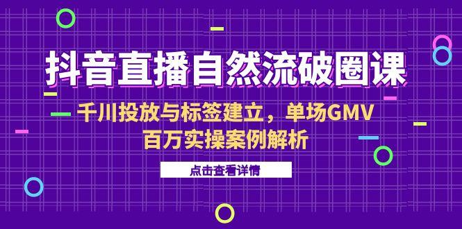 抖音直播自然流破圈课-6月，千川投放与标签建立，单场GMV百万实操案例解析-鼎誉项目网
