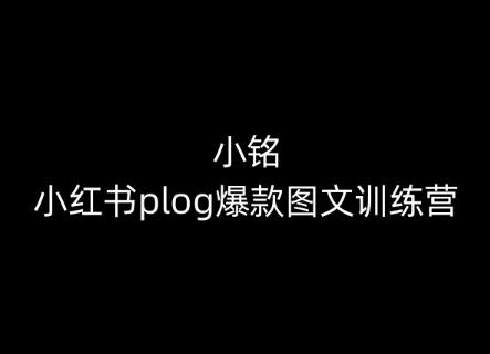 小铭-小红书plog爆款图文训练营，教你从0-1做小红书-鼎誉项目网
