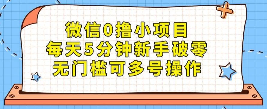 微信0撸小项目，每天5分钟新手破零，无门槛可多号操作-鼎誉项目网