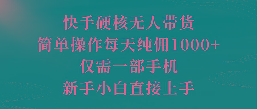 (9861期)快手硬核无人带货，简单操作每天纯佣1000+,仅需一部手机，新手小白直接上手-鼎誉项目网