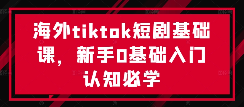 海外tiktok短剧基础课，新手0基础入门认知必学-鼎誉项目网