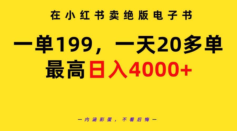 (9401期)在小红书卖绝版电子书，一单199 一天最多搞20多单，最高日入4000+教程+资料-鼎誉项目网