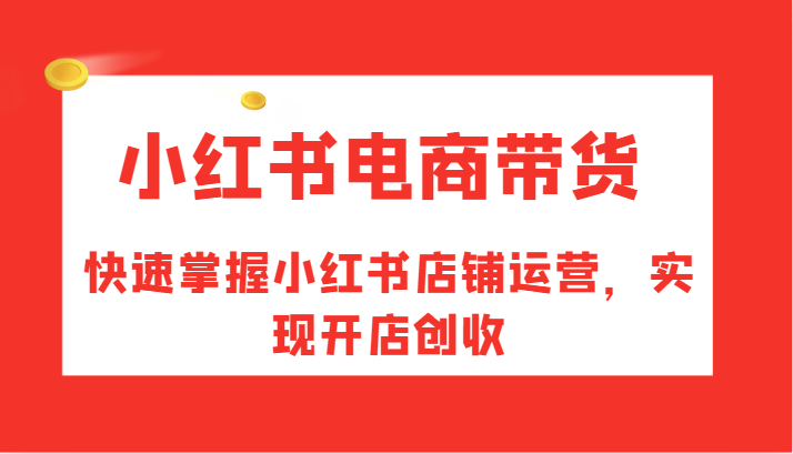 小红书电商带货，快速掌握小红书店铺运营，实现开店创收-鼎誉项目网