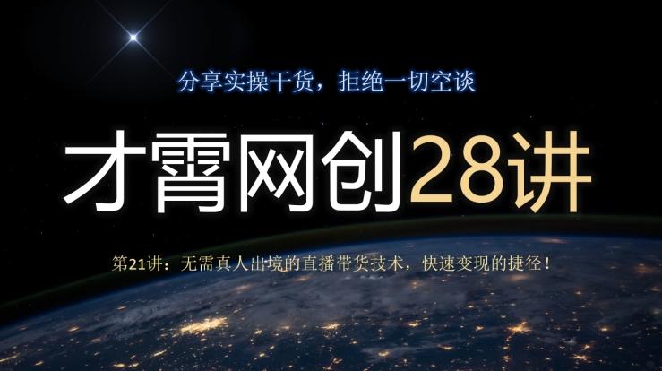 才霄网创28讲第21讲：无需真人出境的直播带货技术，快速变现的捷径！-鼎誉项目网