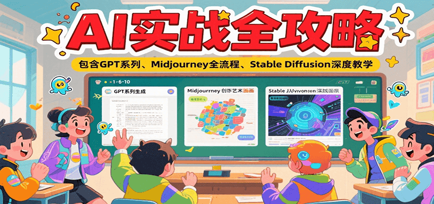 AI实战全攻略,包含GPT系列、Midjourney全流程、Stable Diffusion深度教学-鼎誉项目网
