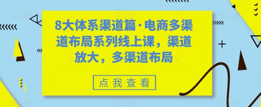 8大体系渠道篇·电商多渠道布局系列线上课，渠道放大，多渠道布局-鼎誉项目网