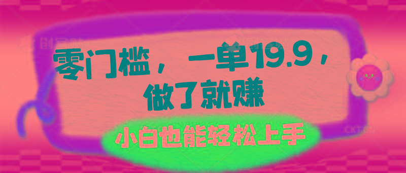 零门槛，一单19.9，做了就赚，小白也能轻松上手-鼎誉项目网