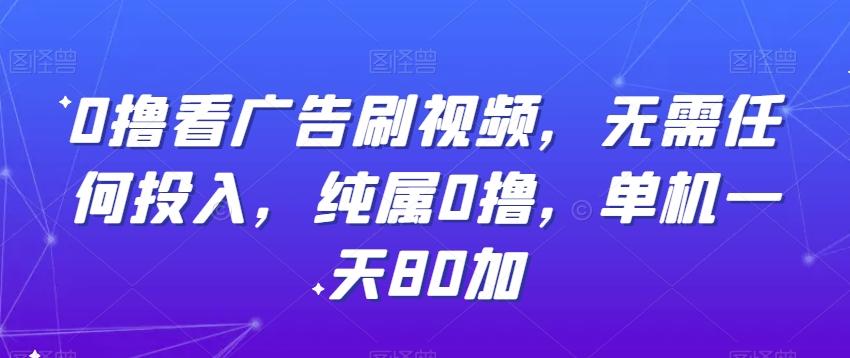 0撸看广告刷视频，无需任何投入，纯属0撸，单机一天80加-鼎誉项目网