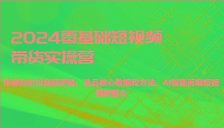 2024零基础短视频带货实操营-搭建和定位底层逻辑、选品核心数据和方法、AI智能剪辑-鼎誉项目网