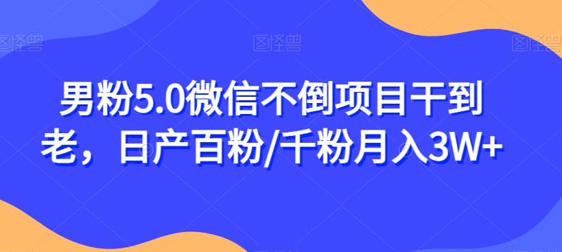 男粉5.0微信不倒项目干到老，日产百粉/千粉月入3W+【揭秘】-鼎誉项目网