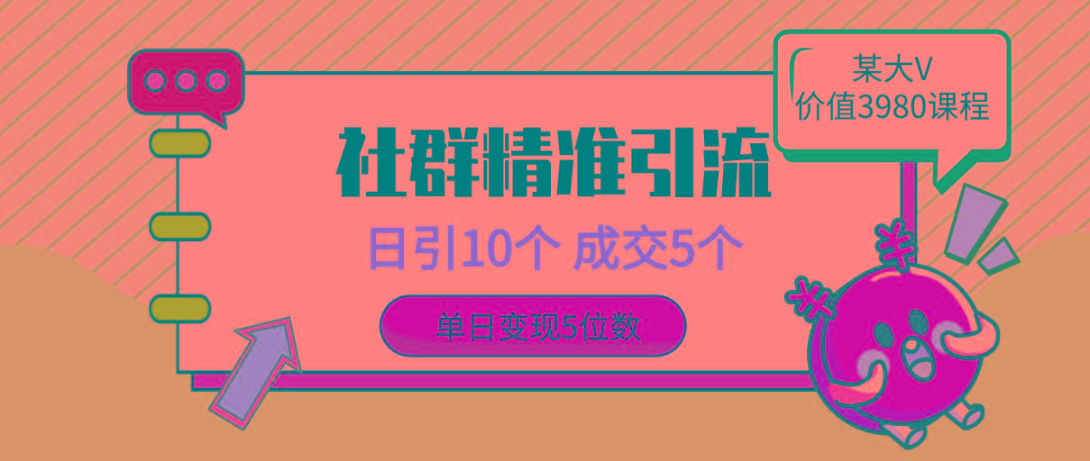 (9870期)社群精准引流高质量创业粉，日引10个，成交5个，变现五位数-鼎誉项目网