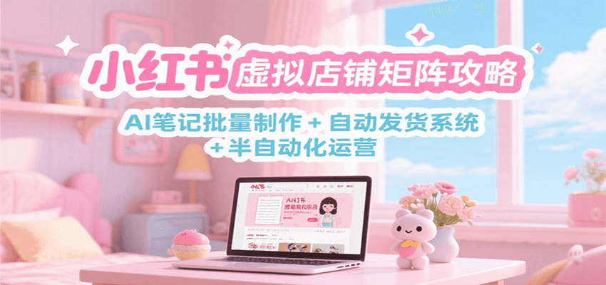 小红书虚拟店铺矩阵攻略:AI笔记批量制作 + 自动发货系统 + 半自动化运营-鼎誉项目网