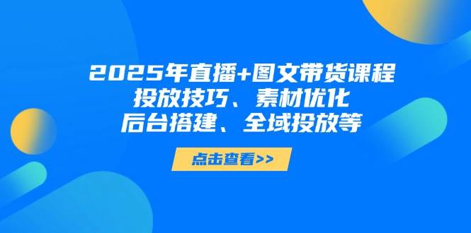 2025年短视频图文带货+直播带货：投放技巧、素材优化、后台搭建、全域投放等-鼎誉项目网