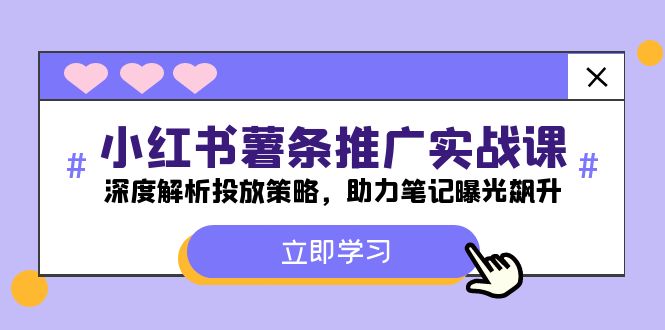 小红书-薯条推广实战课：深度解析投放策略，助力笔记曝光飙升-鼎誉项目网