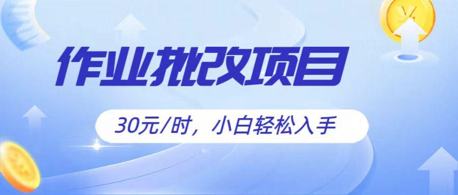 作业批改项目30元/时，简单小白轻松入手，非常适合兼职-鼎誉项目网