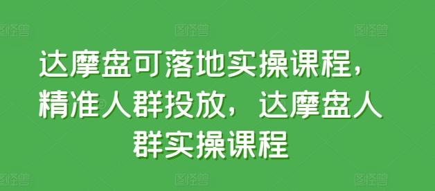 达摩盘可落地实操课程，精准人群投放，达摩盘人群实操课程-鼎誉项目网