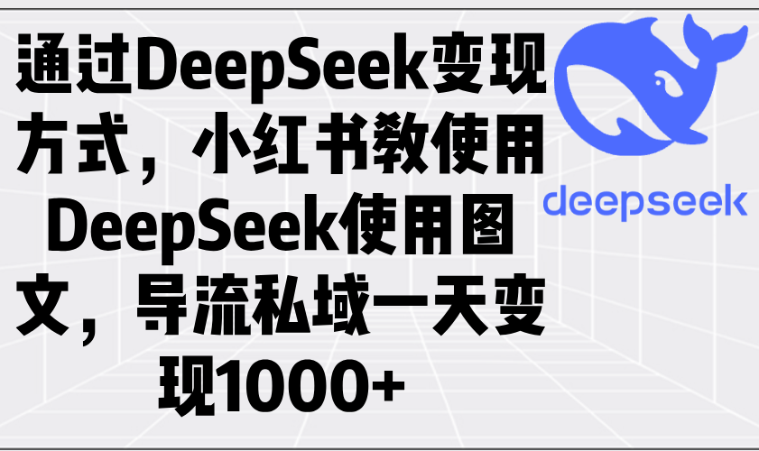 通过DeepSeek变现方式，小红书教使用DeepSeek图文，导流私域一天变现1000+-鼎誉项目网