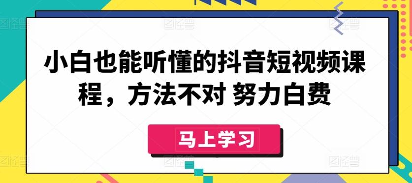 小白也能听懂的抖音短视频课程，方法不对 努力白费-鼎誉项目网