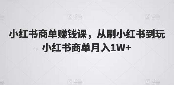 小红书商单赚钱课，从刷小红书到玩小红书商单月入1W+-鼎誉项目网